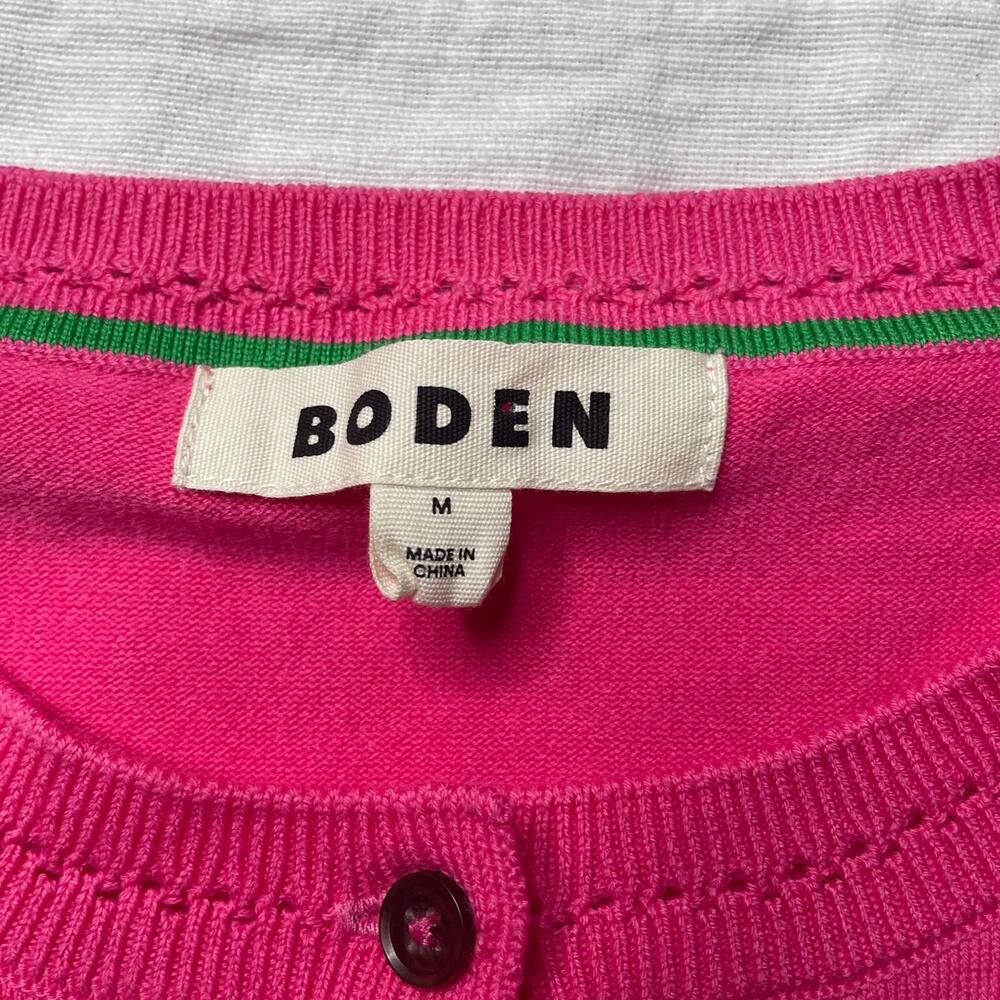 Boden Hot Pink Button Front Cardigan Sweater Sz Medium Women's Cotton Crewneck - Picture 8 of 8